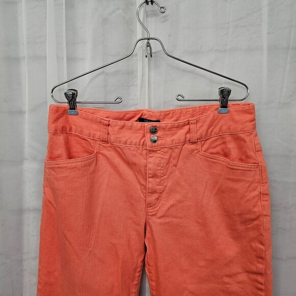 Chaps Sherbert Orange Cropped Denim Jeans Colorful Casual 12 - Picture 2 of 13